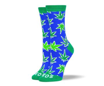 Women's Fashion Blue Weed Leaf Socks