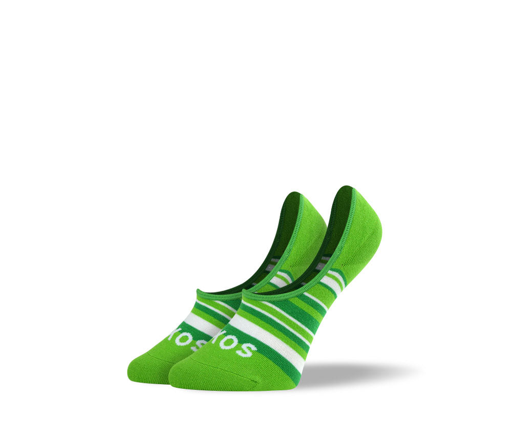 Women's Green Stripes No Show Socks