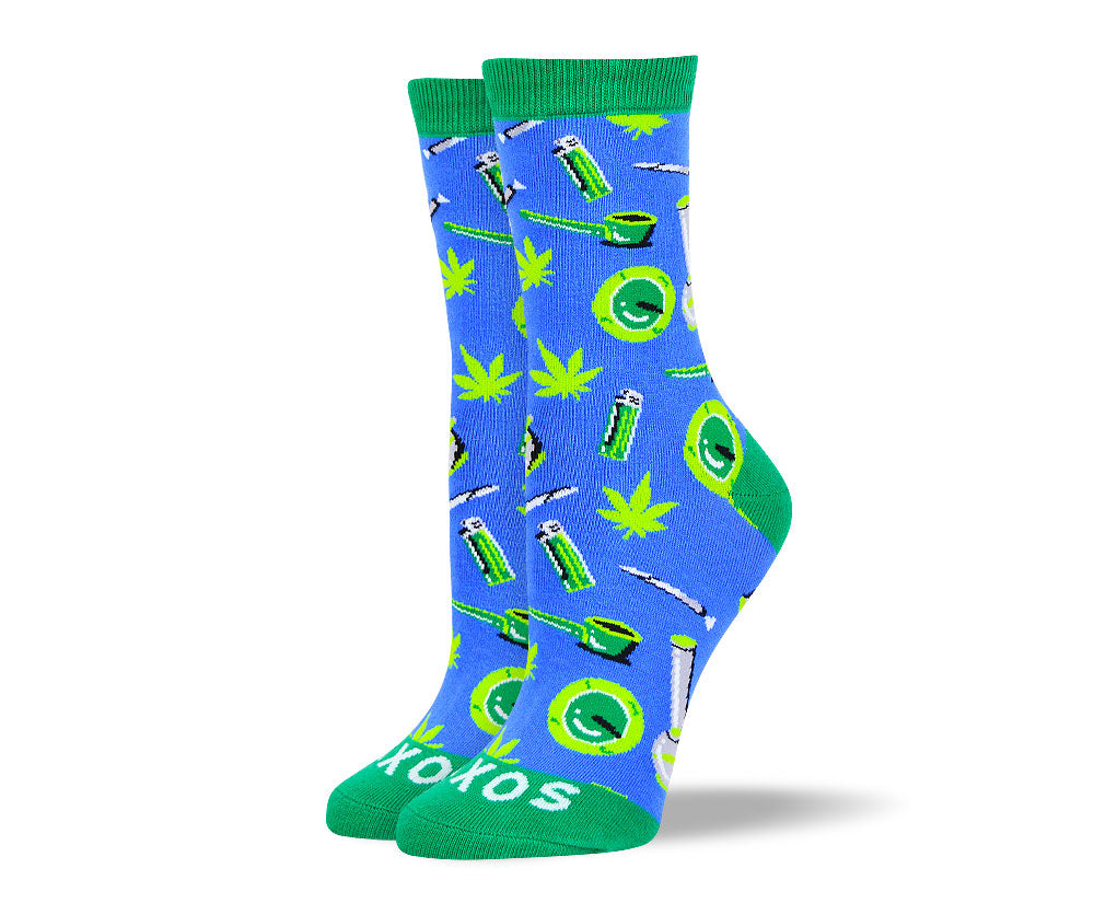 Women's Crazy Blue Weed Socks