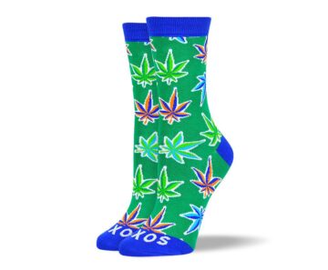 Women's Wedding Green Weed Leaf Socks