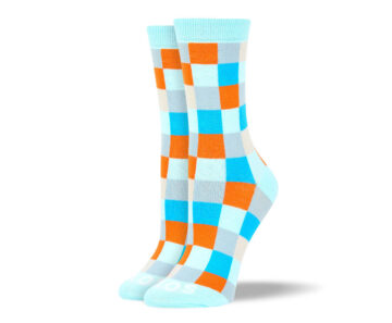 Women's Light Blue Big Square Socks