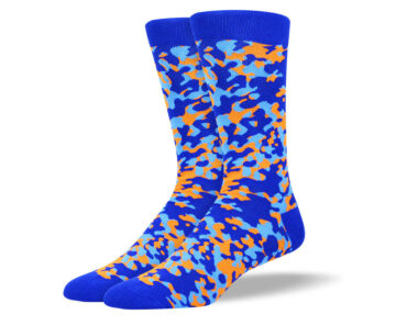 Men's Blue & Orange Camouflage Socks