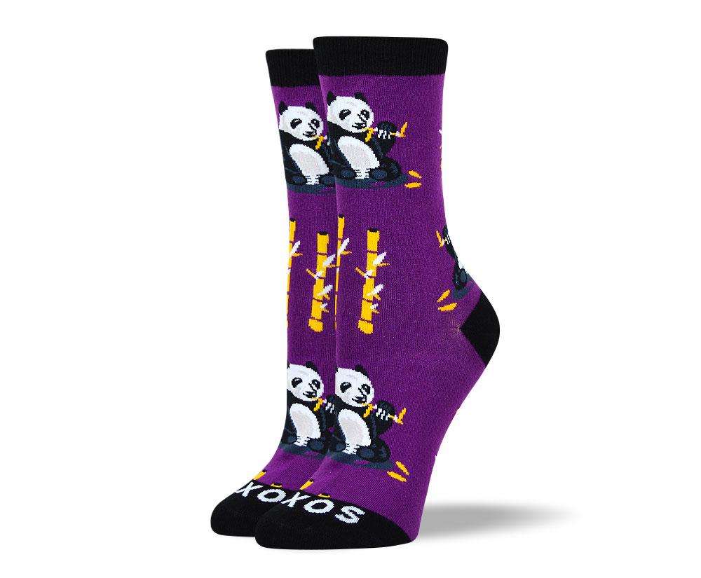 Women's Novelty Purple Panda Socks