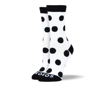 Women's White & Black Big Dots Socks