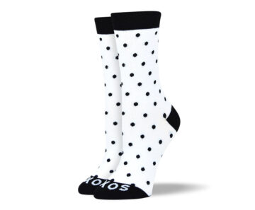 Women's White & Black Polka Dots Socks