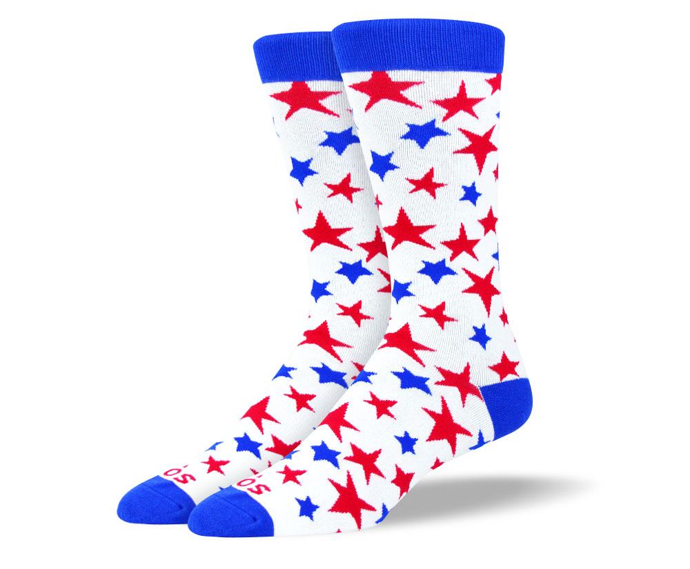 Men's Wedding Red White & Blue Stars Socks