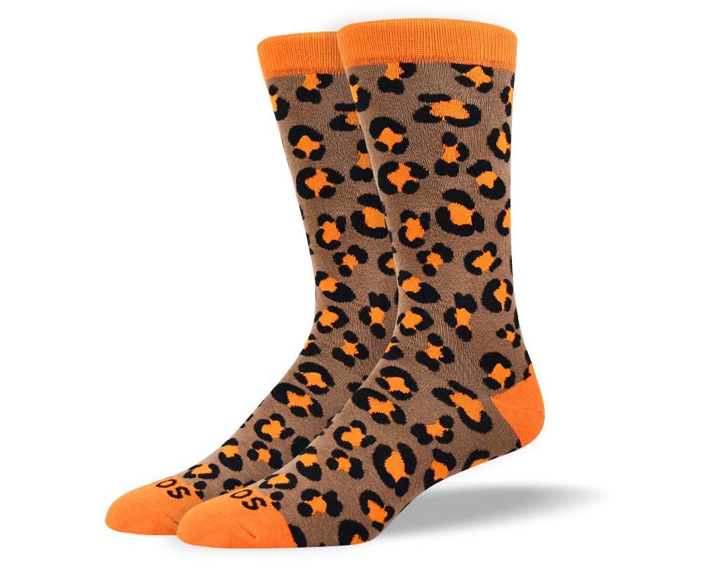 Men's Fashion Orange Leopard Print Socks