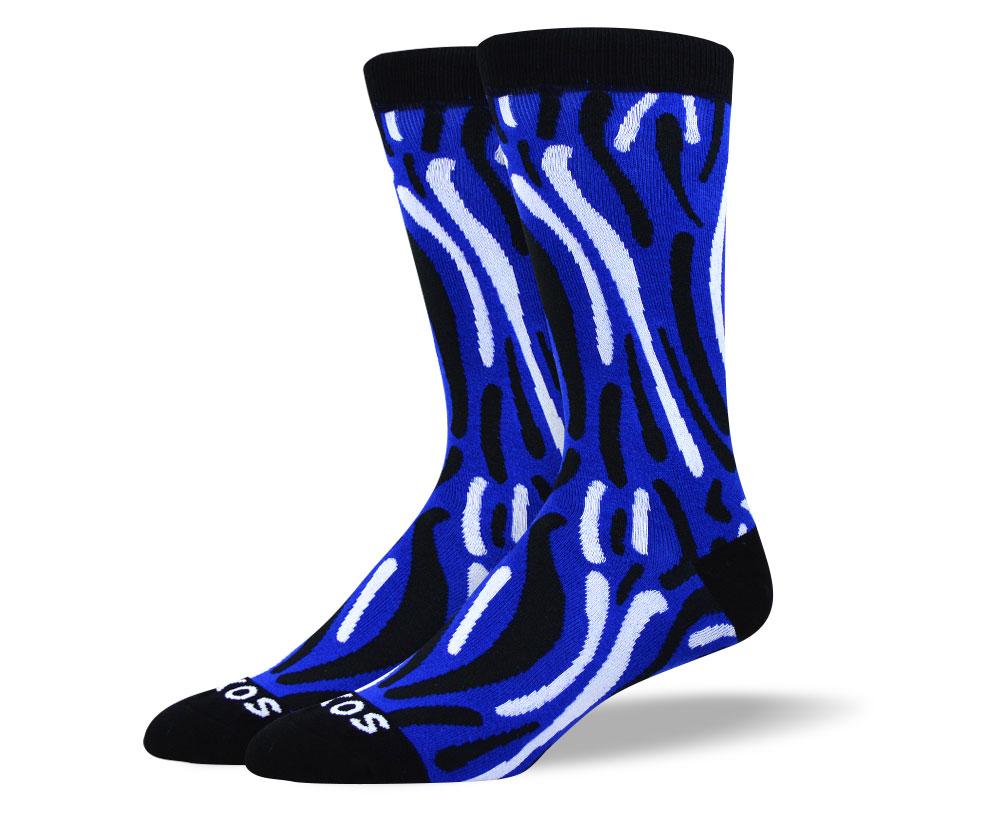 Men's Wild Dark Blue Wave Socks