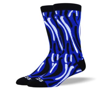 Men's Crazy Dark Blue Wave Socks