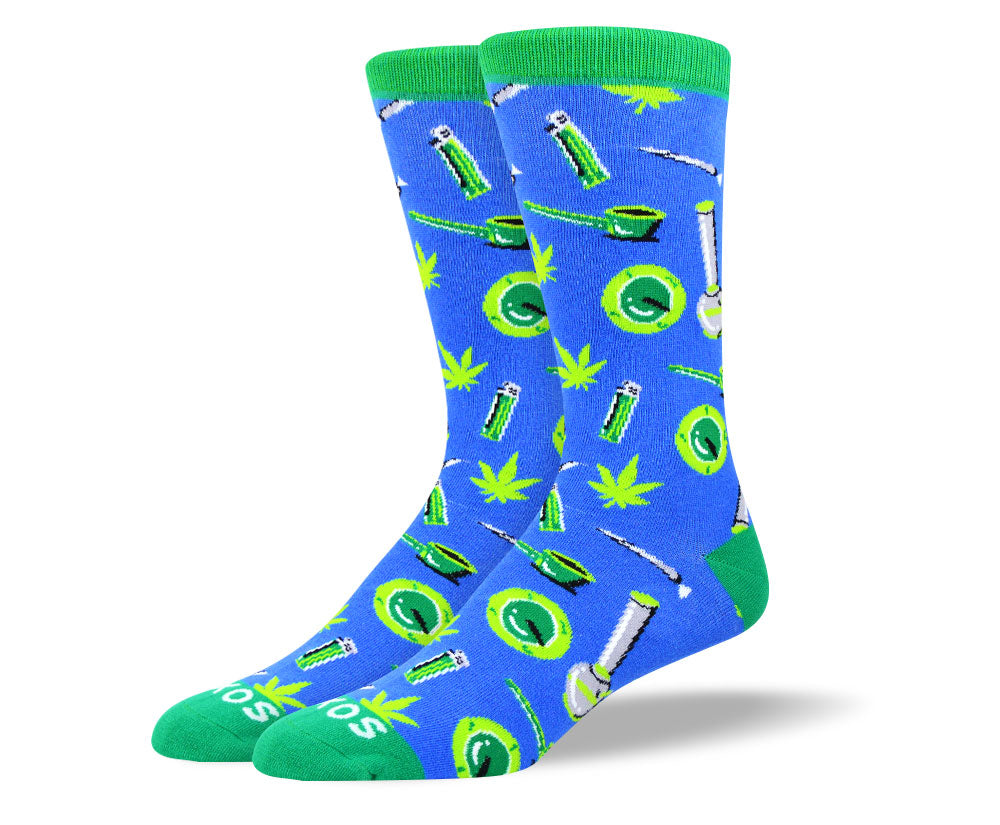 Men's Crazy Blue Weed Socks