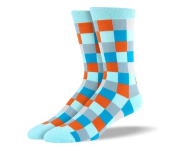 Men's Crazy Light Blue Big Square Socks
