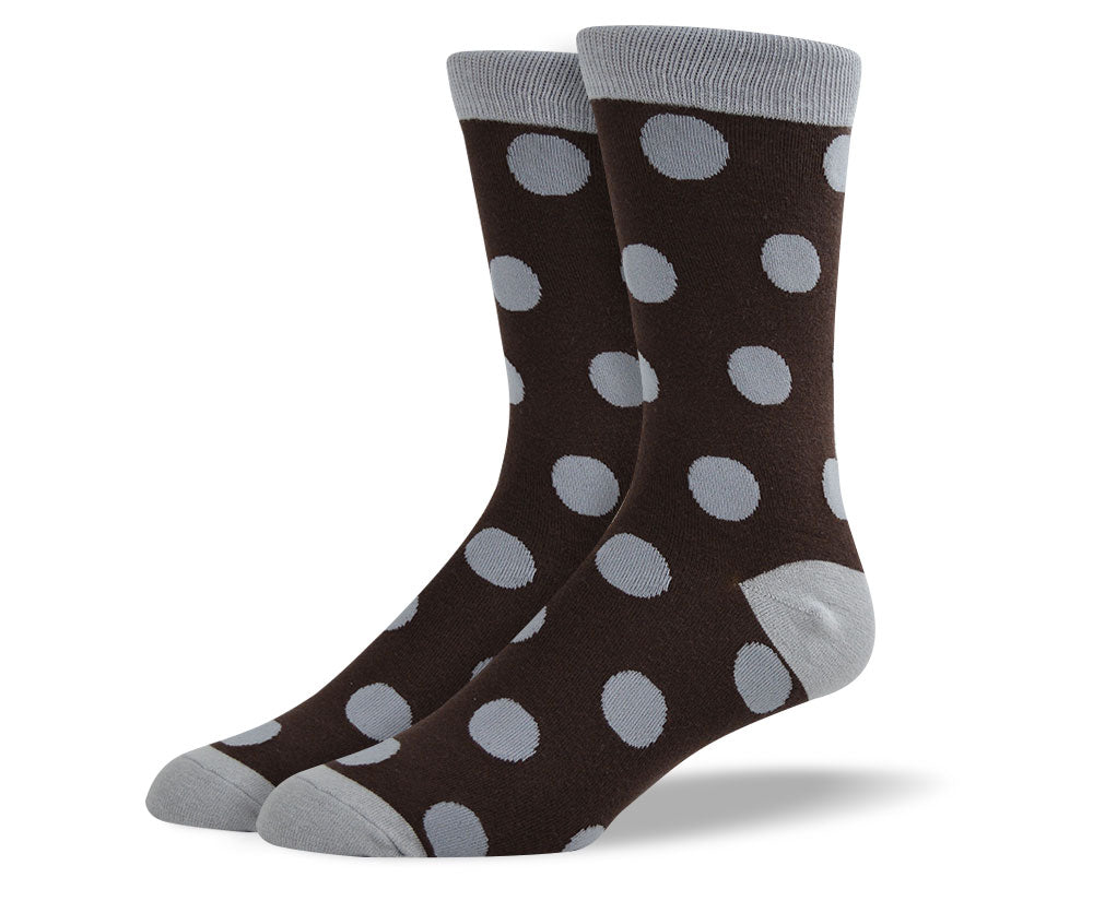 Men's Dark Brown Big Dots Socks