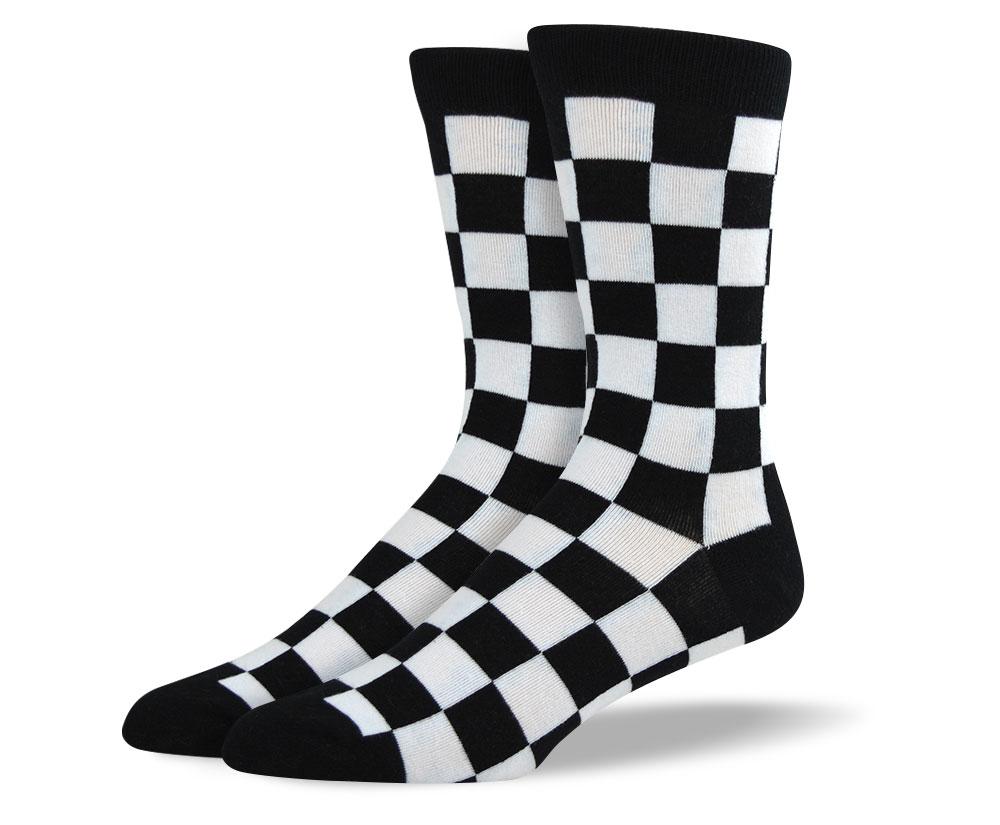 Men's Wedding Black & White Square Socks