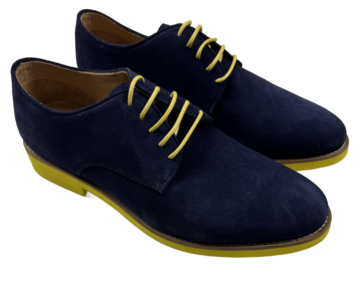 Mens Blue and Yellow Suede Wingtip Dress Shoes