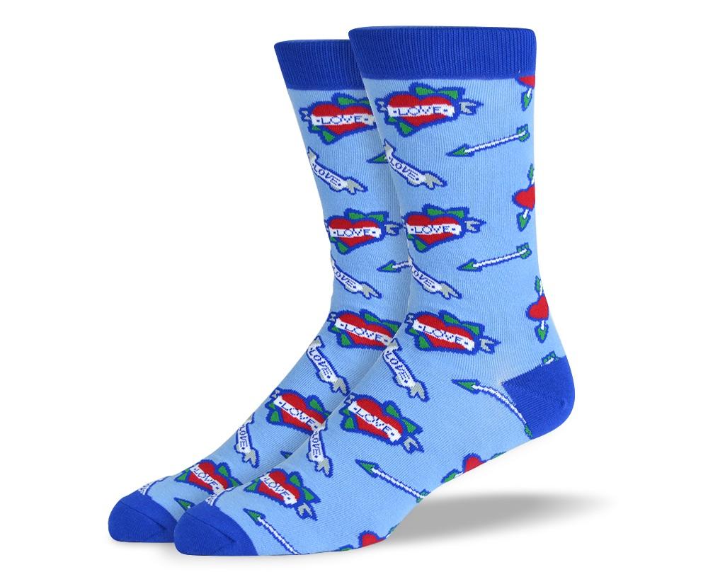Men's Blue Love Heart Socks
