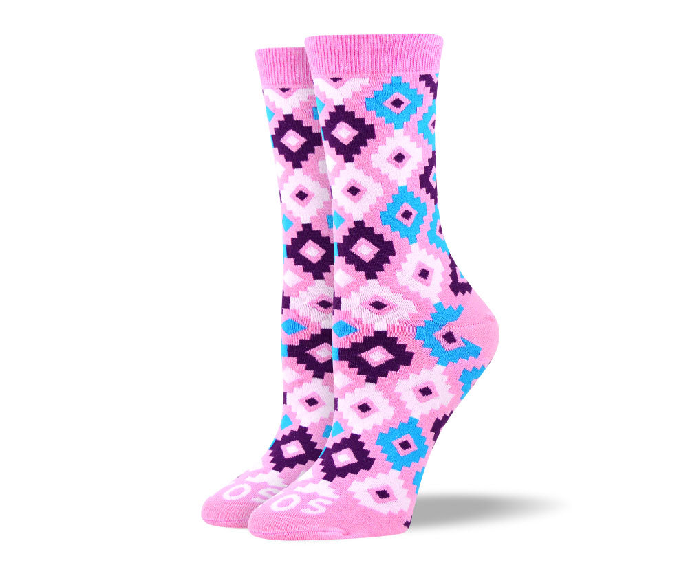Women's Unique Pink Diamond Socks