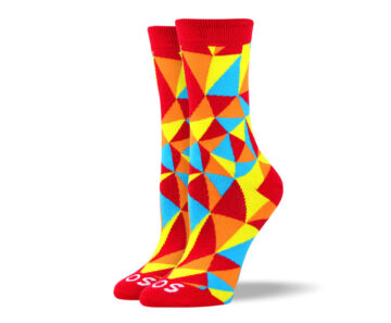 Women's Trendy Orange Mosaic Socks