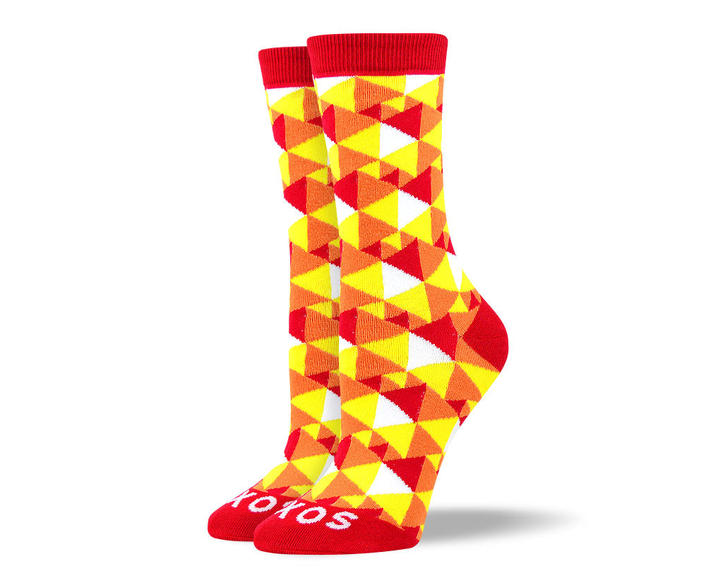 Women's Fun Yellow Triangle Socks
