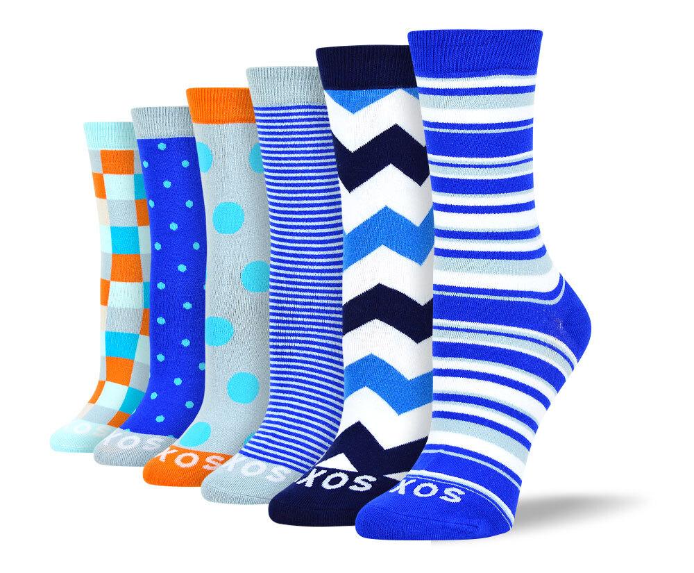 Women's Fancy Blue Sock Bundle - 6 Pair