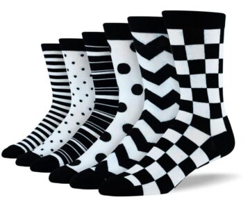 Men's Novelty Black & White Sock Bundle - 6 Pair