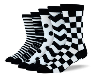 Men's Cool Black & White Sock Bundle - 5 Pair