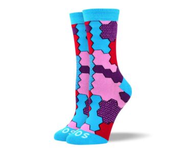Women's Wild Blue Jigsaw Socks For Autism